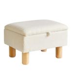 Aibiju White Faux Fur Storage Footstool