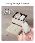 Velvet Cube Storage Ottoman in Cream White