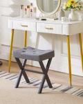 Dark Gray U-Shaped Vanity Stool with X-Leg