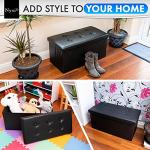 Stylish Black Faux Leather Foldable Storage Ottoman