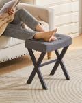 Dark Gray U-Shaped Vanity Stool with X-Leg