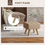 Modern Tufted Footstool with Rubber Wood Legs