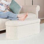 Stylish Folding Ottoman Storage Bench in White