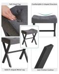 Dark Gray U-Shaped Vanity Stool with X-Leg