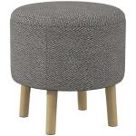 Light Grey Round Storage Stool with Padded Seat