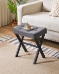 Dark Gray U-Shaped Vanity Stool with X-Leg