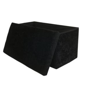 Libbi Lou Black Velvet Foldable Footstool & Storage