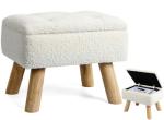 Cream Boucle Teddy Storage Ottoman Foot Stool