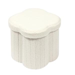 Bonlife White Flower Ottoman Storage Box & Stool