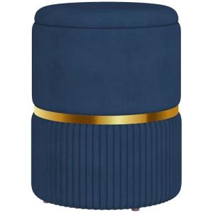 Velvet Round Storage Stool with Hidden Space