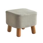 IBUYKE Beige Upholstered Square Footstool Ottoman