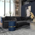 Velvet Round Storage Stool with Hidden Space