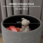 Light Grey Round Storage Stool with Padded Seat
