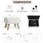 Cream Boucle Teddy Storage Ottoman Foot Stool