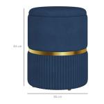 Velvet Round Storage Stool with Hidden Space