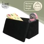 Libbi Lou Black Velvet Foldable Footstool & Storage