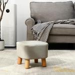 IBUYKE Beige Upholstered Square Footstool Ottoman