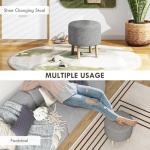 Light Grey Round Storage Stool with Padded Seat