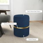 Velvet Round Storage Stool with Hidden Space