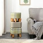 IBUYKE Beige Upholstered Square Footstool Ottoman