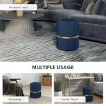 Velvet Round Storage Stool with Hidden Space
