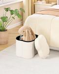 Bonlife White Flower Ottoman Storage Box & Stool