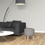 Light Grey Round Storage Stool with Padded Seat