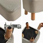 IBUYKE Beige Upholstered Square Footstool Ottoman
