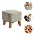IBUYKE Beige Upholstered Square Footstool Ottoman