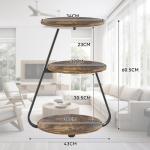 Small Round LED Side Table with Storage Shelves