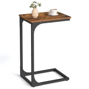 VASAGLE Industrial C-Shaped Side Table in Rustic Brown