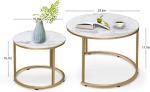 Set of 2 Gold and White Round Nesting Tables