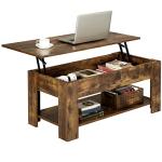 Yaheetech Rustic Lift Up Coffee Table with Storage