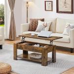 Yaheetech Rustic Lift Up Coffee Table with Storage