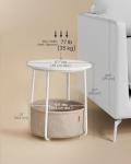 Modern Round Side Table with Fabric Basket