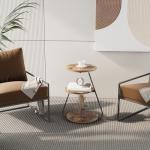 Small Round LED Side Table with Storage Shelves
