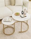 Set of 2 Gold and White Round Nesting Tables