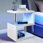 Blisswood White LED Side Table with Storage Shelves