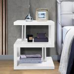 Blisswood White LED Side Table with Storage Shelves