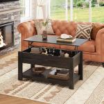 Lift-Top Coffee Table with Storage - Charcoal Black