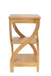 Tall 3-Tier Solid Oak Side Table with Storage