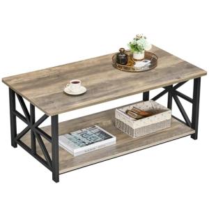 GreenForest Grey Wash Coffee Table with Storage