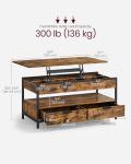 VASAGLE Rustic Lift Top Coffee Table with Storage