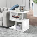 Blisswood White LED Side Table with Storage Shelves
