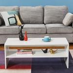 Stylish White 2-Tier Coffee Table for Any Room