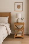 Tall 3-Tier Solid Oak Side Table with Storage