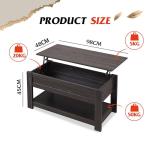 Lift-Top Coffee Table with Storage - Charcoal Black