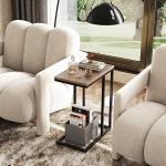 Slim Brown C Table with Open Storage