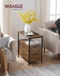 VASAGLE Slim Charging Side Table with Storage