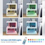Blisswood White LED Side Table with Storage Shelves